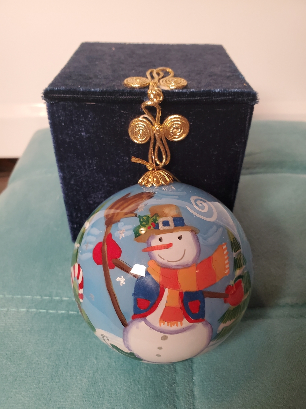 Pier 1 2005 Li Bien Snowman Christmas Ornament With Box & Card Vintage